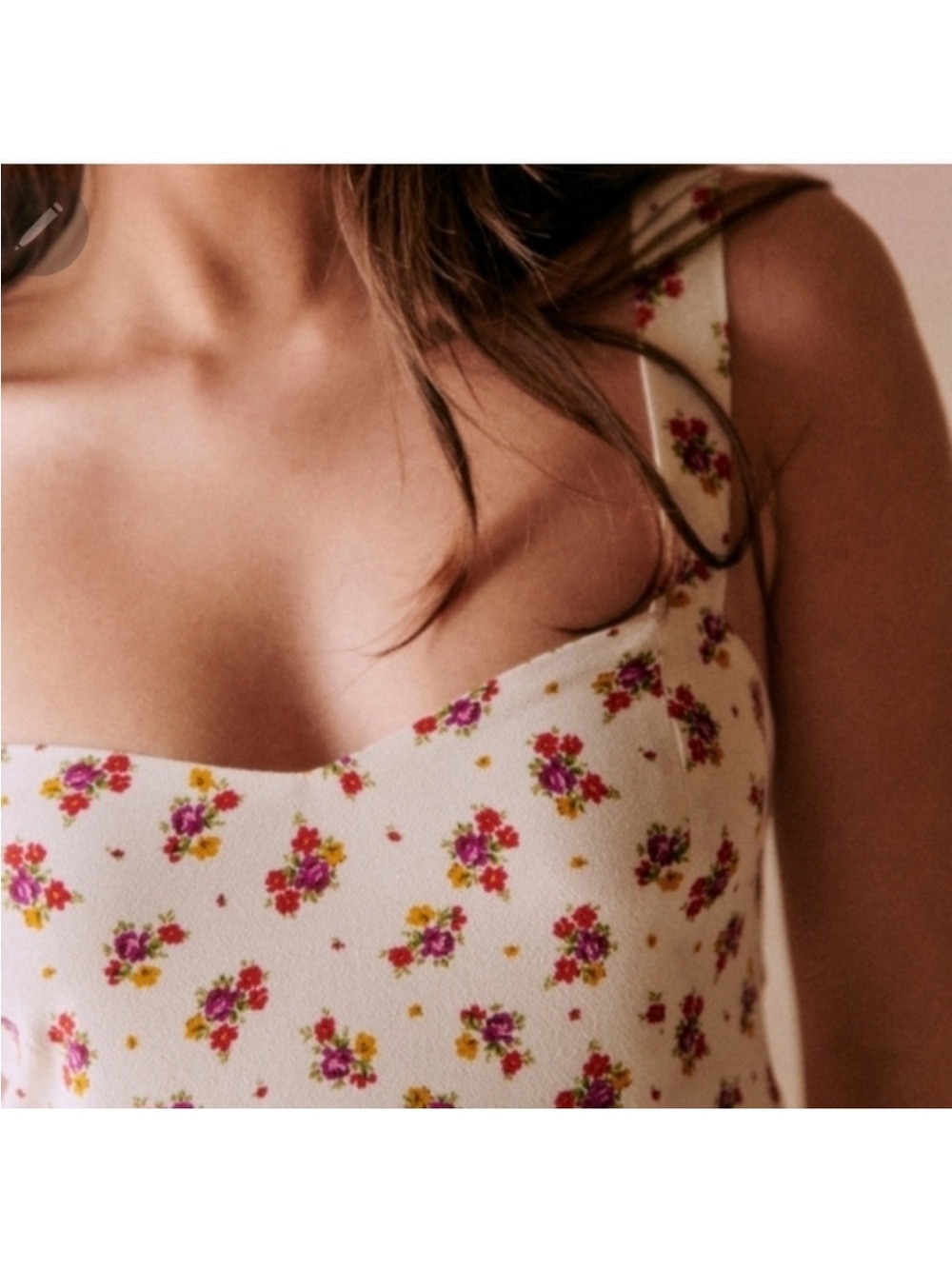 Sezane Floral Square-Neck Cream Sundress - Picture 3 of 4
